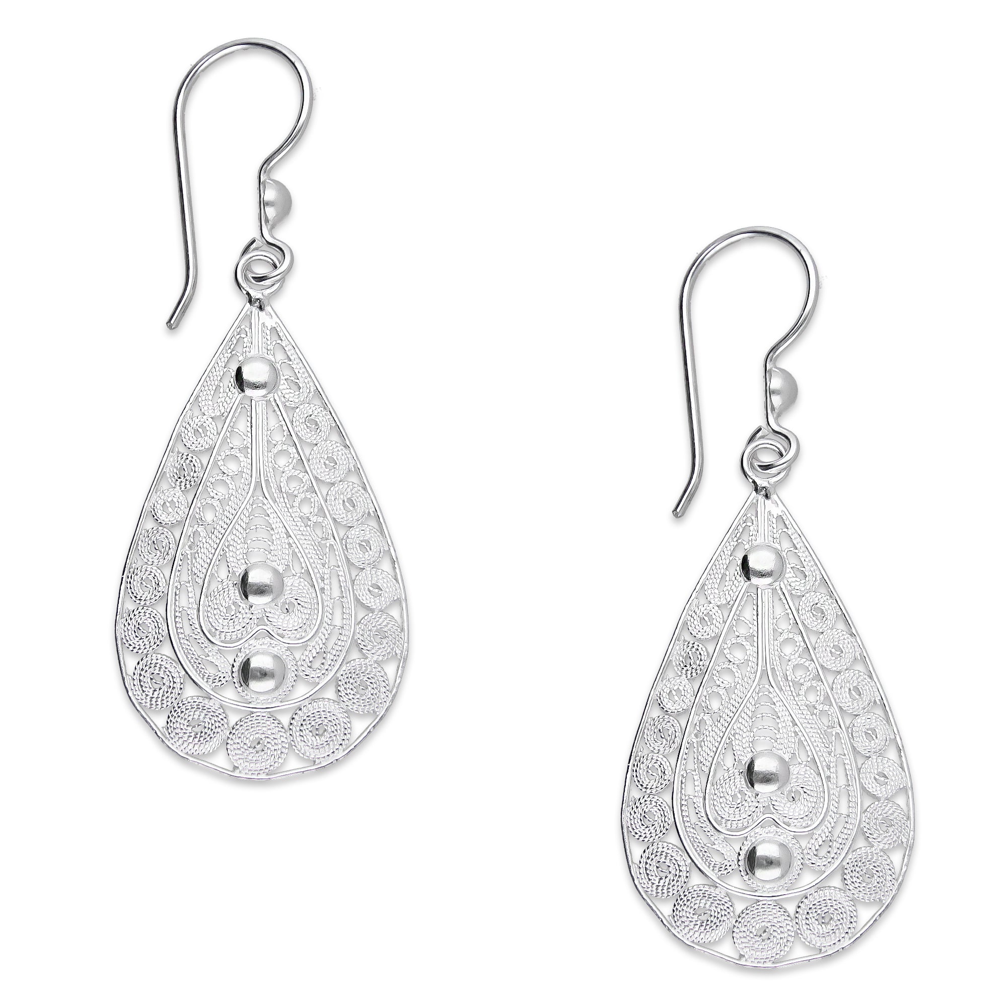 LPAA034 Aretes De Arillo Dama Filigrana Mod Gota en Plata .925 5444635130