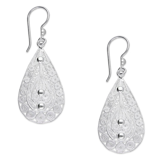 LPAA034 Aretes De Arillo Dama Filigrana Mod Gota en Plata .925 5444635130