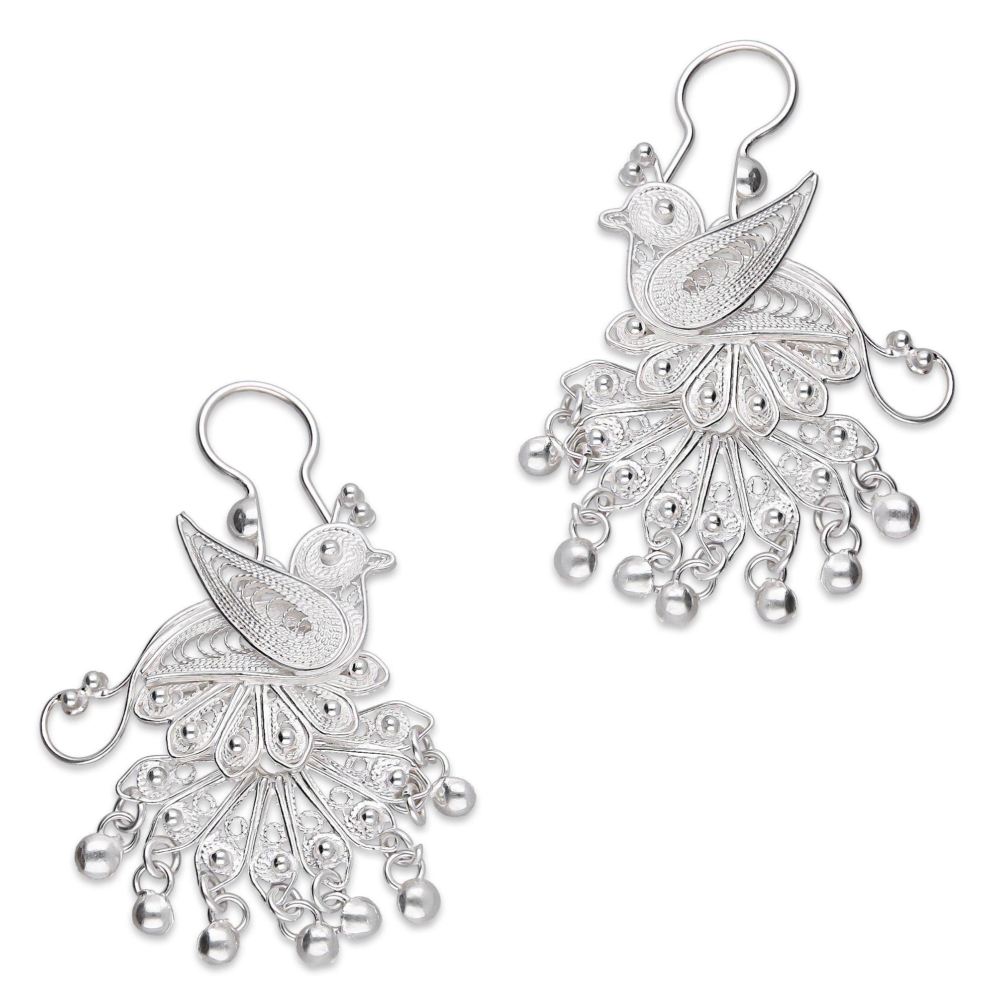 LPAA035 Aretes De Arillo Dama Filigrana Mod Pavorreal Cola Mediana en Plata .925 2976288555