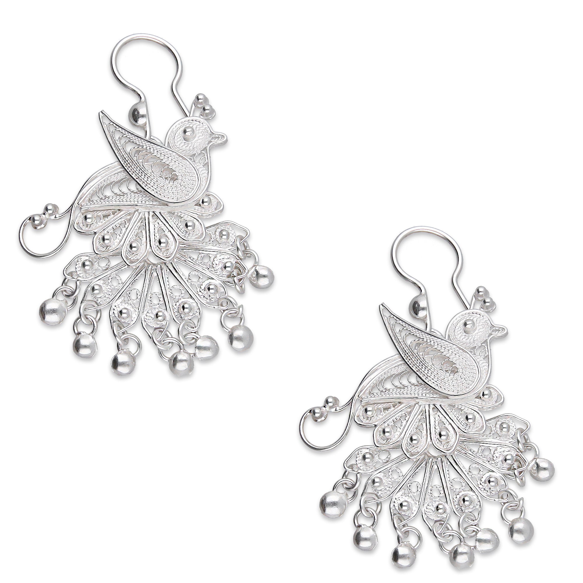 LPAA035 Aretes De Arillo Dama Filigrana Mod Pavorreal Cola Mediana en Plata .925 2976288555