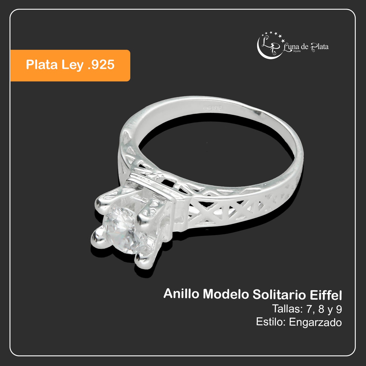 LPAD004 Anillo Para Dama Mod. Solitario Eiffel 862821552