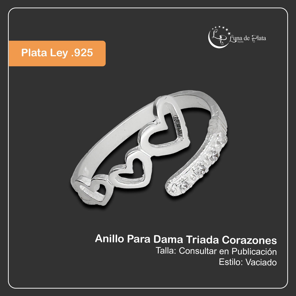 LPAD005 Anillo Para Dama Mod. Triada Corazones 862874779