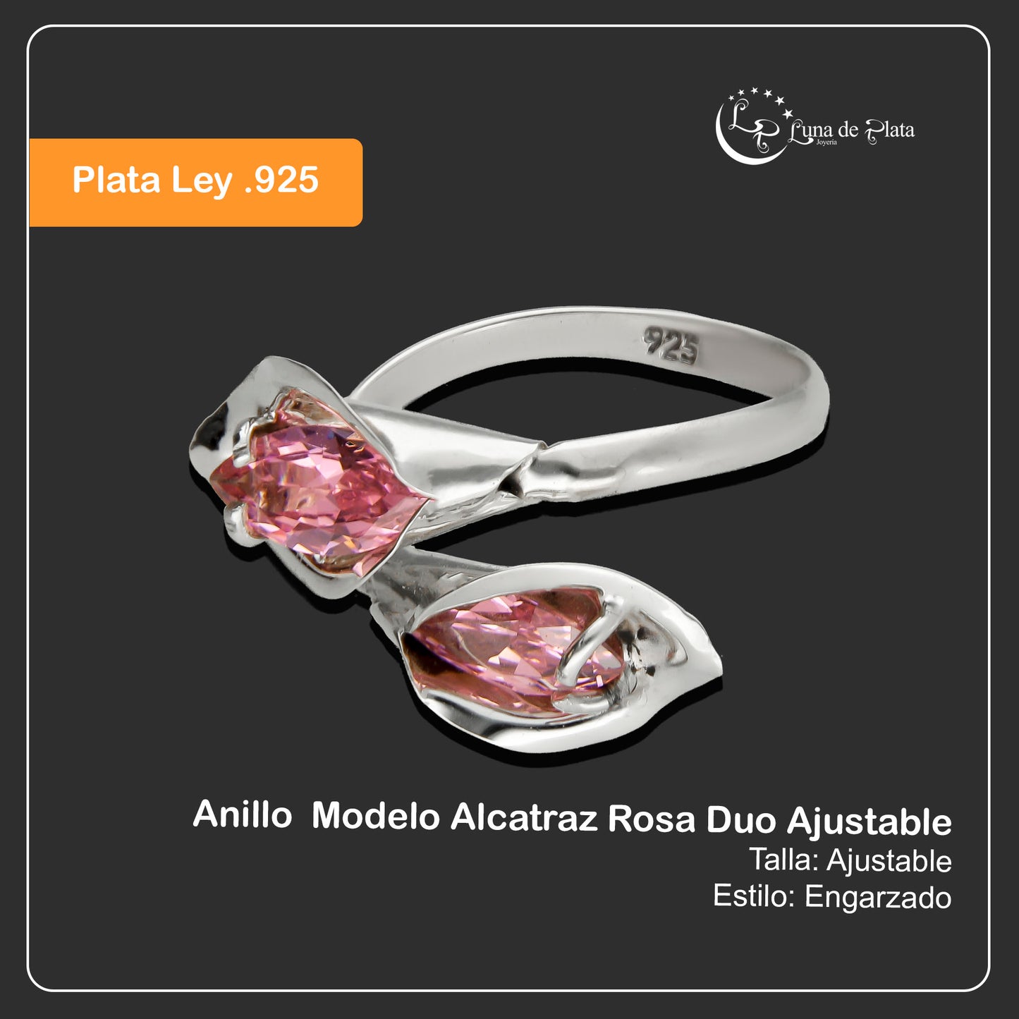 LPAD016 Anillo Para Dama Mod. Alcatraz Duo Ajustable Plata.925 Taxco 913862401