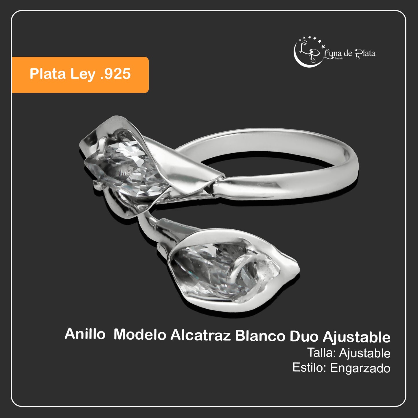 LPAD016 Anillo Para Dama Mod. Alcatraz Duo Ajustable Plata.925 Taxco 913862401