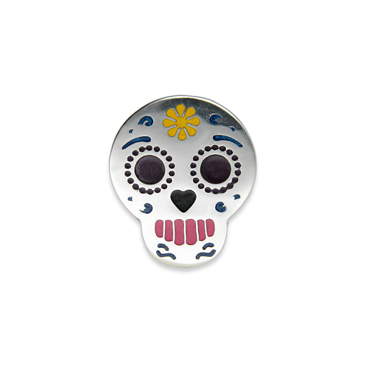 LPAD041 Anillo Calavera Esmalte Ajustable Plata .925 Taxco Gro 1352099498