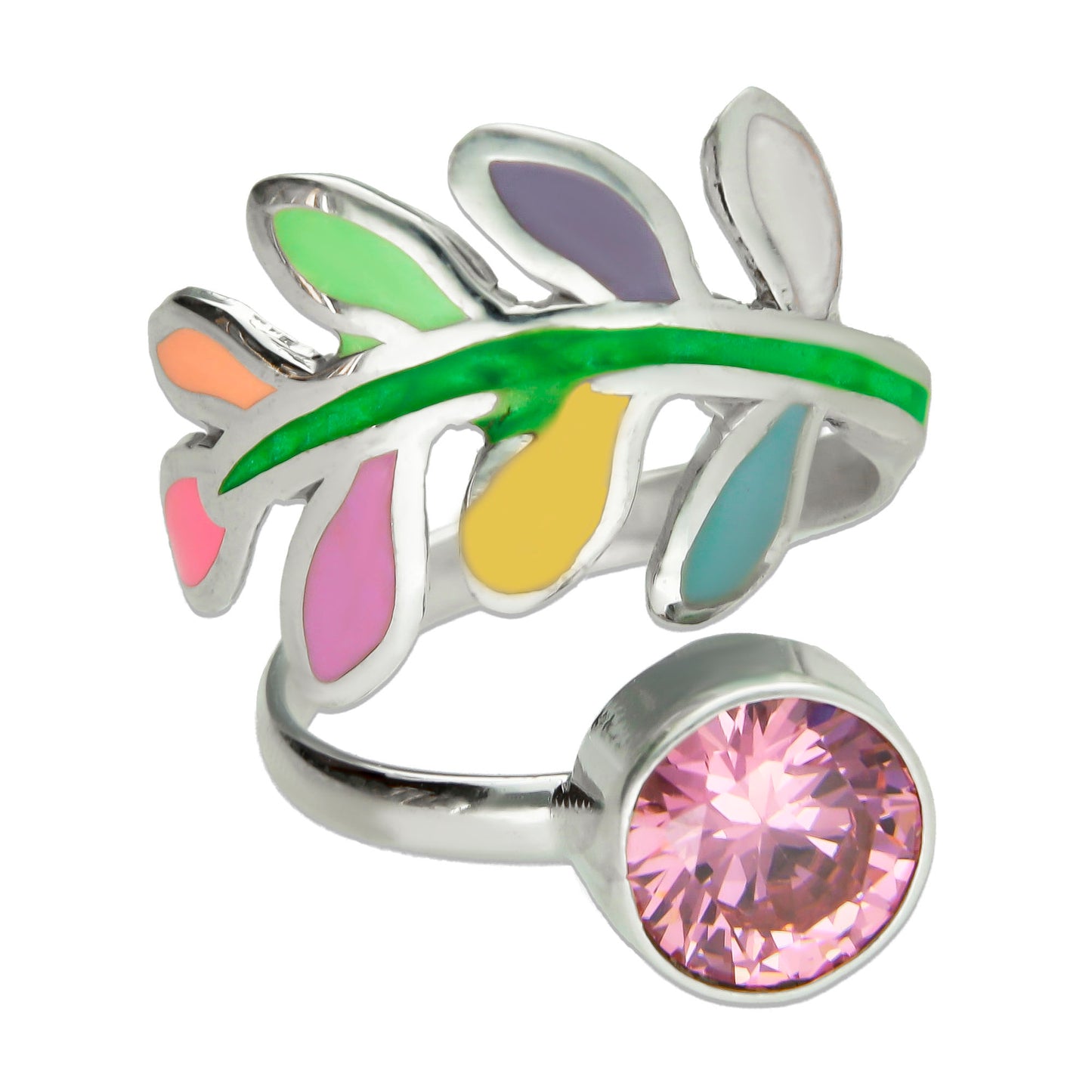 LPAD047 Anillo Guia Multi Piedra Rosa Ajustable Plata .925 Taxco Gro 1448449943