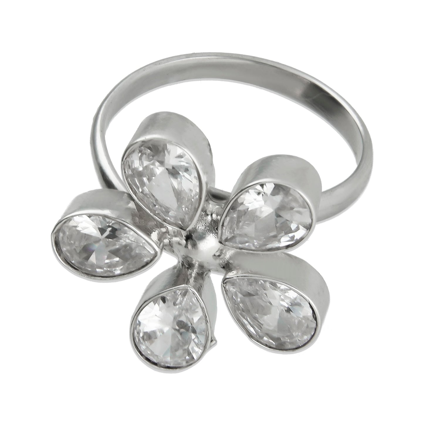 LPAD051 Anillo Flor 5 PG Bco Ajustable Plata .925 Taxco Gro 1480355498