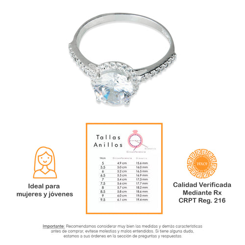 LPAD055 Anillo Modelo Solitario Circulo Pave M Plata .925 Taxco Gro 1981613969