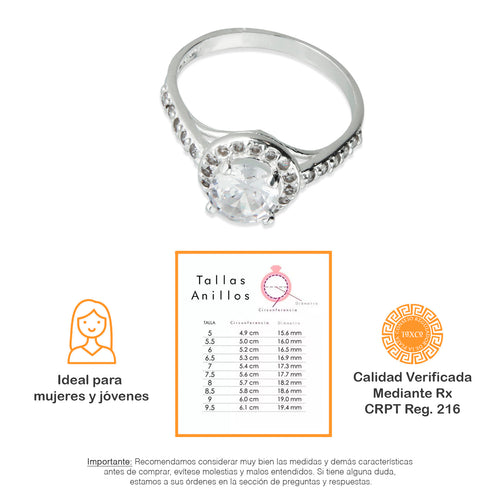 LPAD056 Anillo Modelo Solitario Circulo Pave L Plata .925 Taxco Gro 2689523678