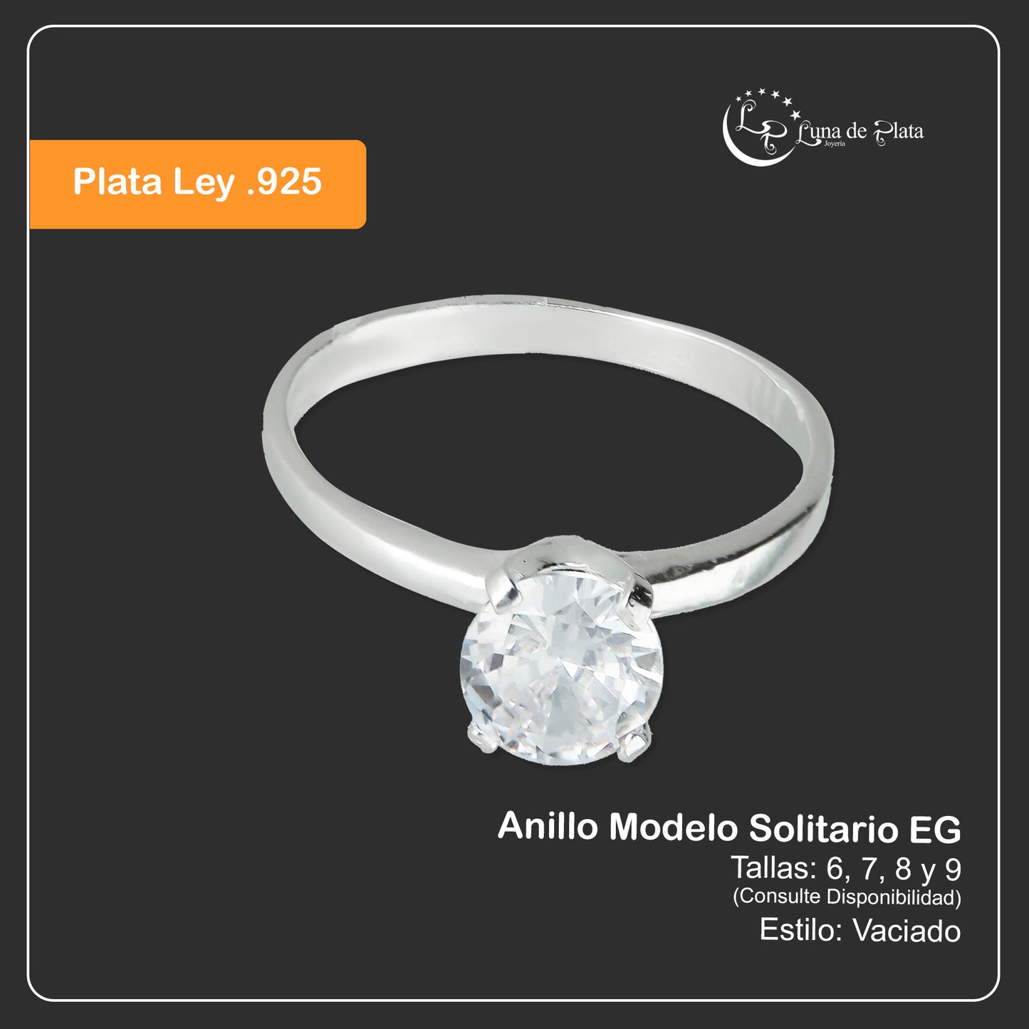 LPAD057 Anillo Modelo Solitario EG Plata .925 Taxco Gro 2689526626