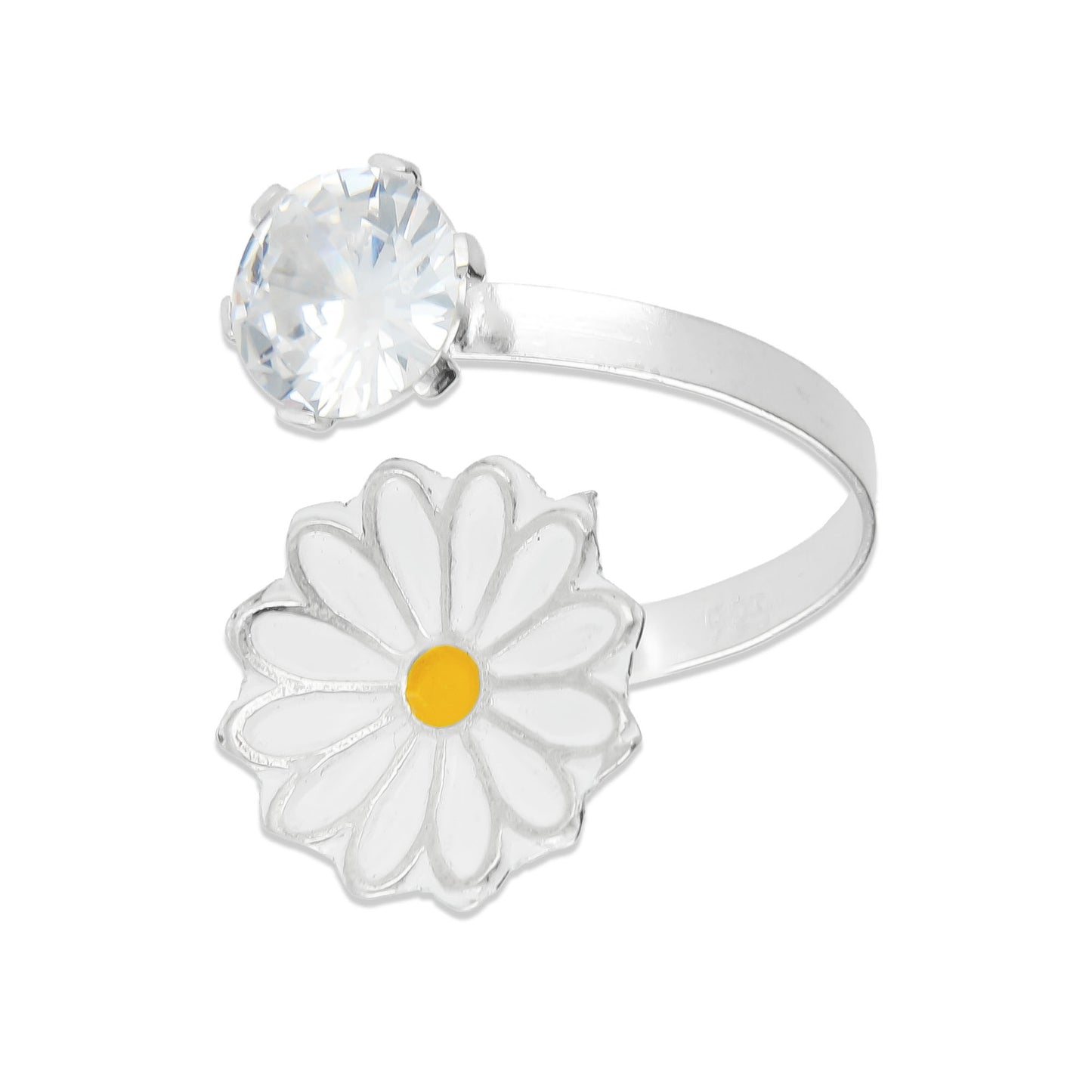 LPAD059 Anillo Ligero Ajustable Girasol Blanco Plata .925 Taxco Gro 2888569242