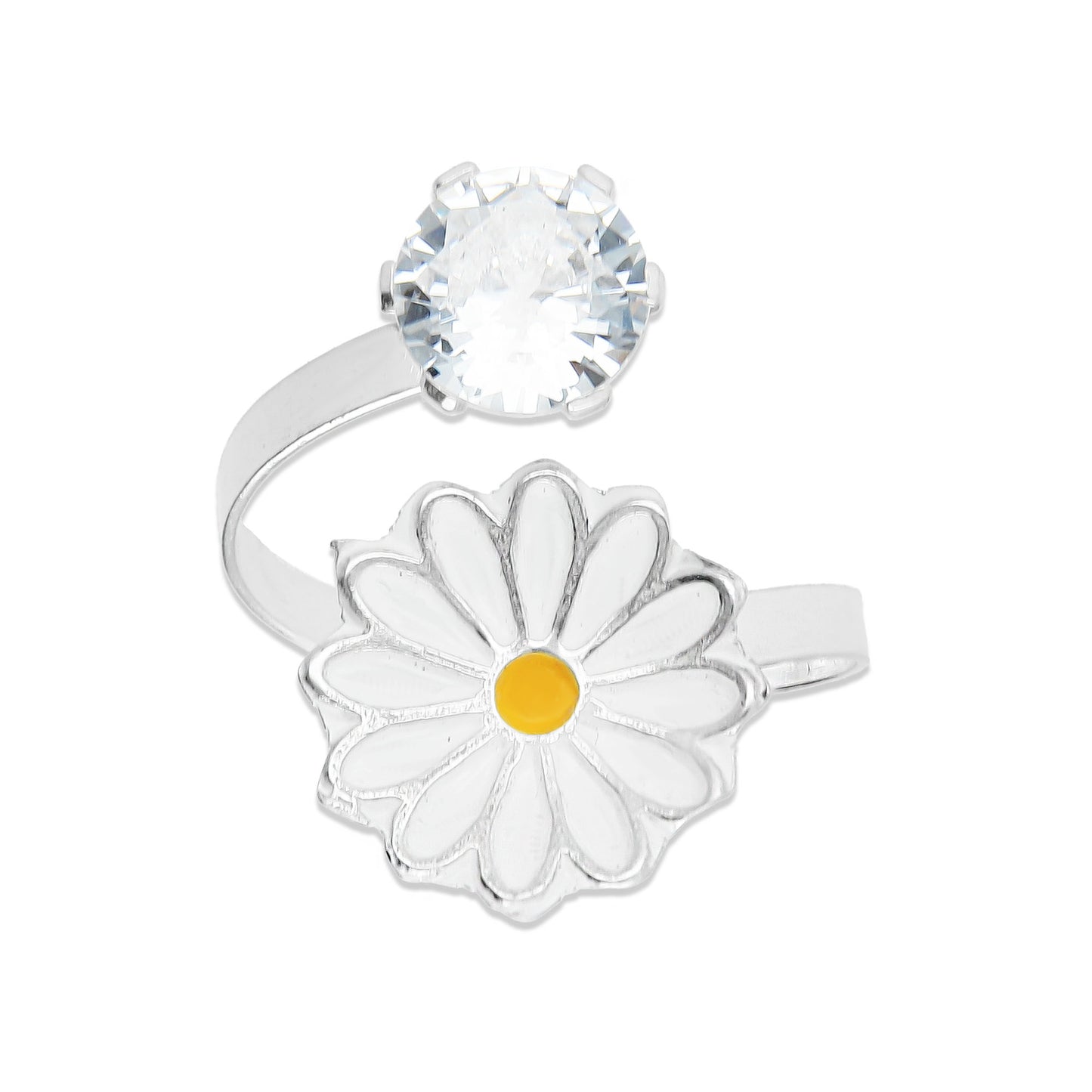 LPAD059 Anillo Ligero Ajustable Girasol Blanco Plata .925 Taxco Gro 2888569242