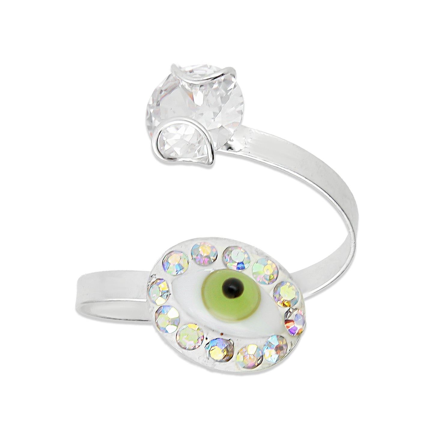 LPAD067 Anillo Ligero Ajustable Ojo Verde Plata .925 Taxco Gro 2022494811