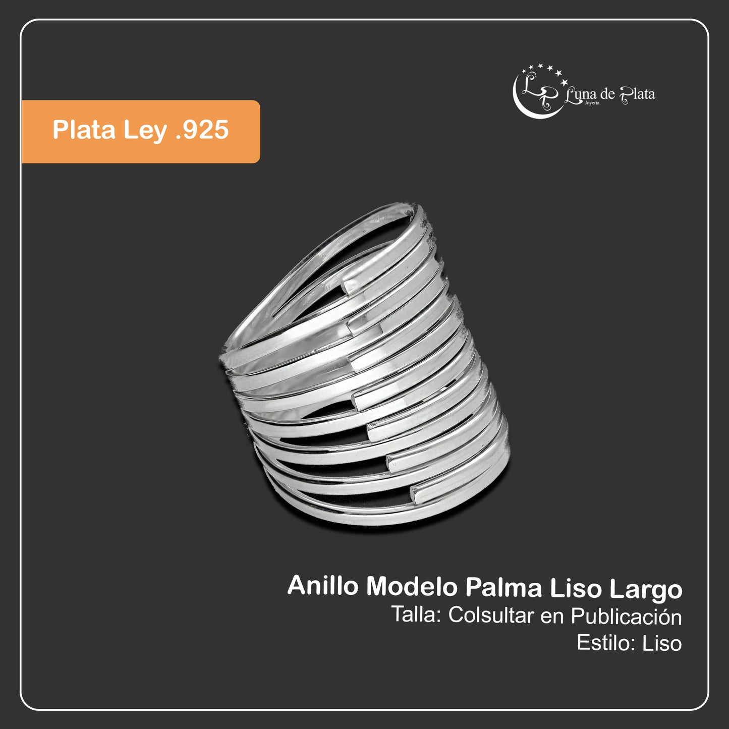 LPAD074 Anillo Modelo Palma Liso Largo Plata .925 Taxco Gro 3215655568