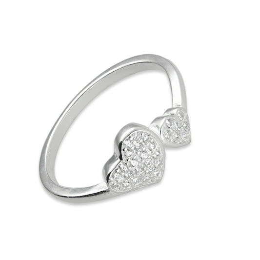 LPAD089 Anillo Modelo Corazón Duo Pavé Plata .925 Taxco Gro 3298407396