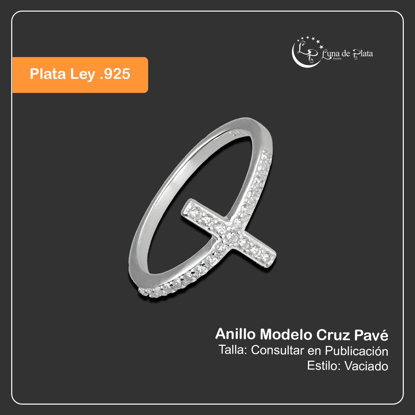 LPAD093 Anillo Modelo Cruz Pavé Plata .925 Taxco Gro 3300039130