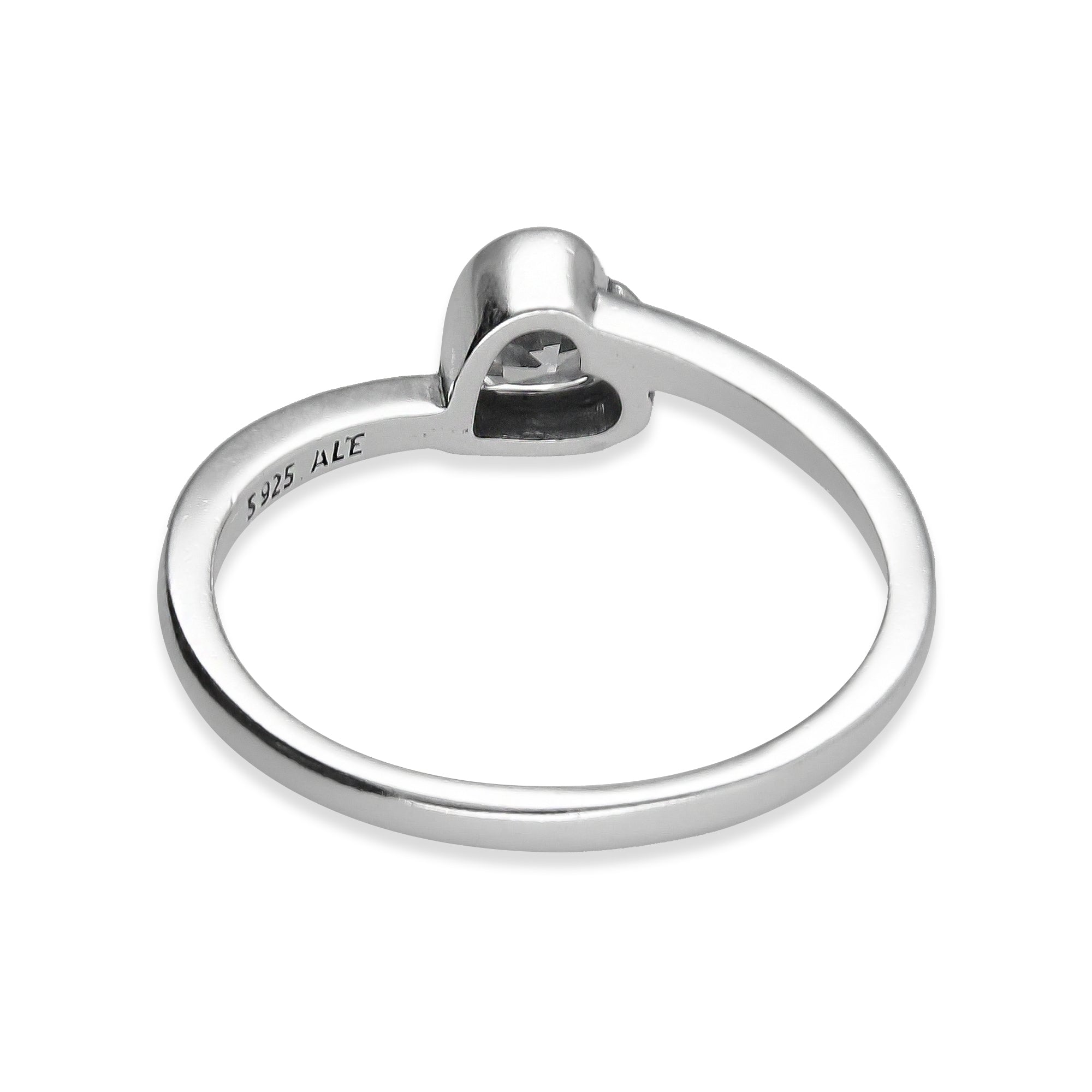 LPAD095 Anillo Pand Solitario Corazón Blanco Plata .925 Taxco Gro