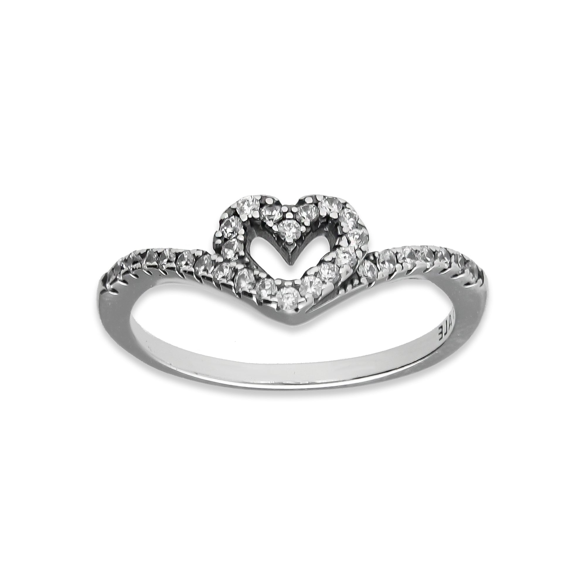 LPAD104 Anillo Pand Corazón Espiral Pavé Blanco Plata .925 Taxco Gro