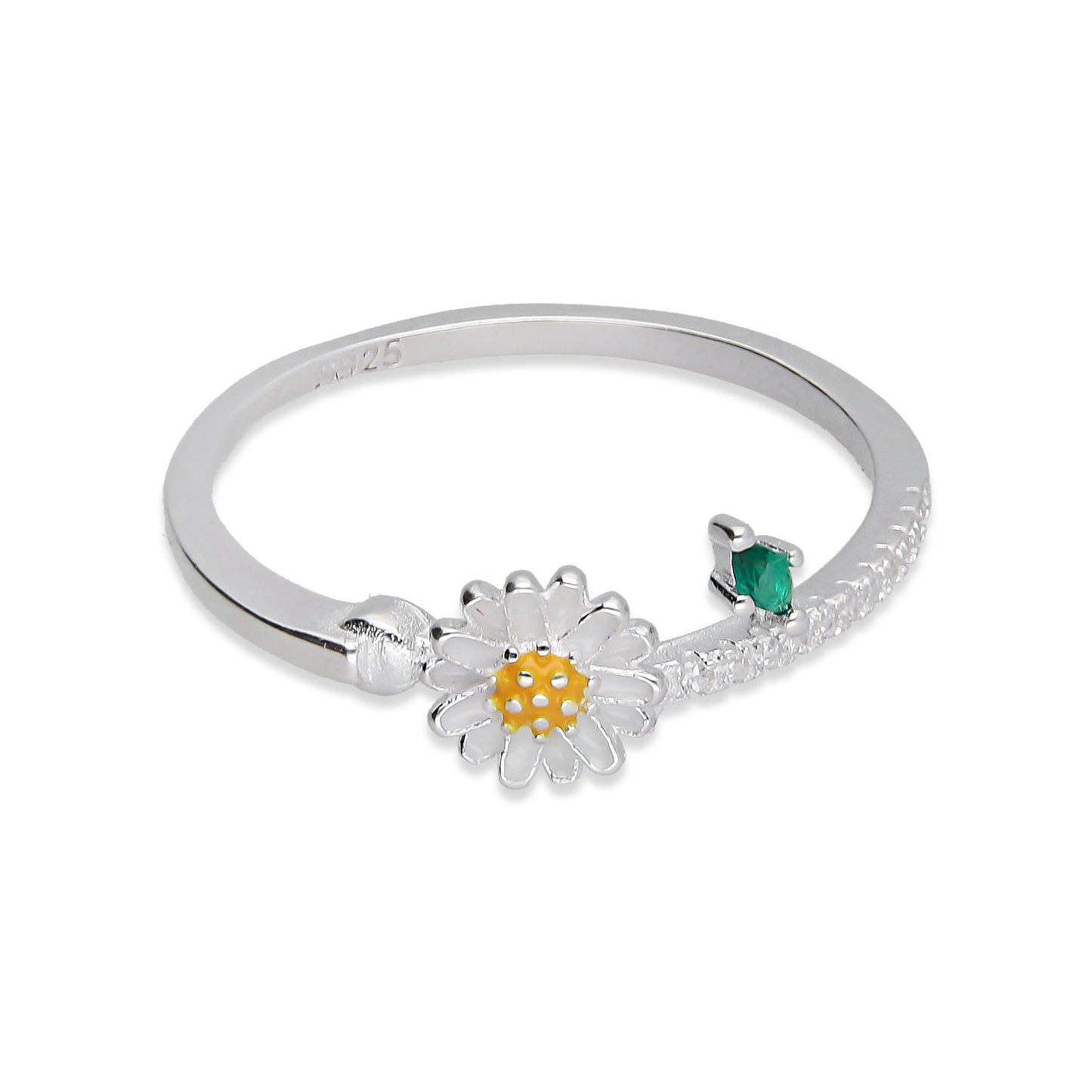 LPAD107 Anillo Flor Margarita Esmaltado Plata .925 Taxco Gro 2628932227