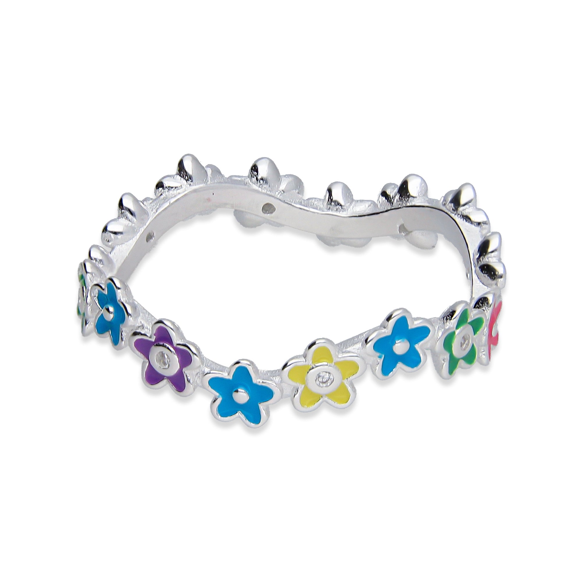 LPAD108 Anillo Churumbela Flores Multicolor Plata .925 Taxco Gro 2628957963