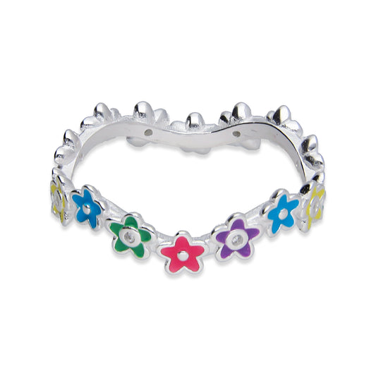 LPAD108 Anillo Churumbela Flores Multicolor Plata .925 Taxco Gro 2628957963