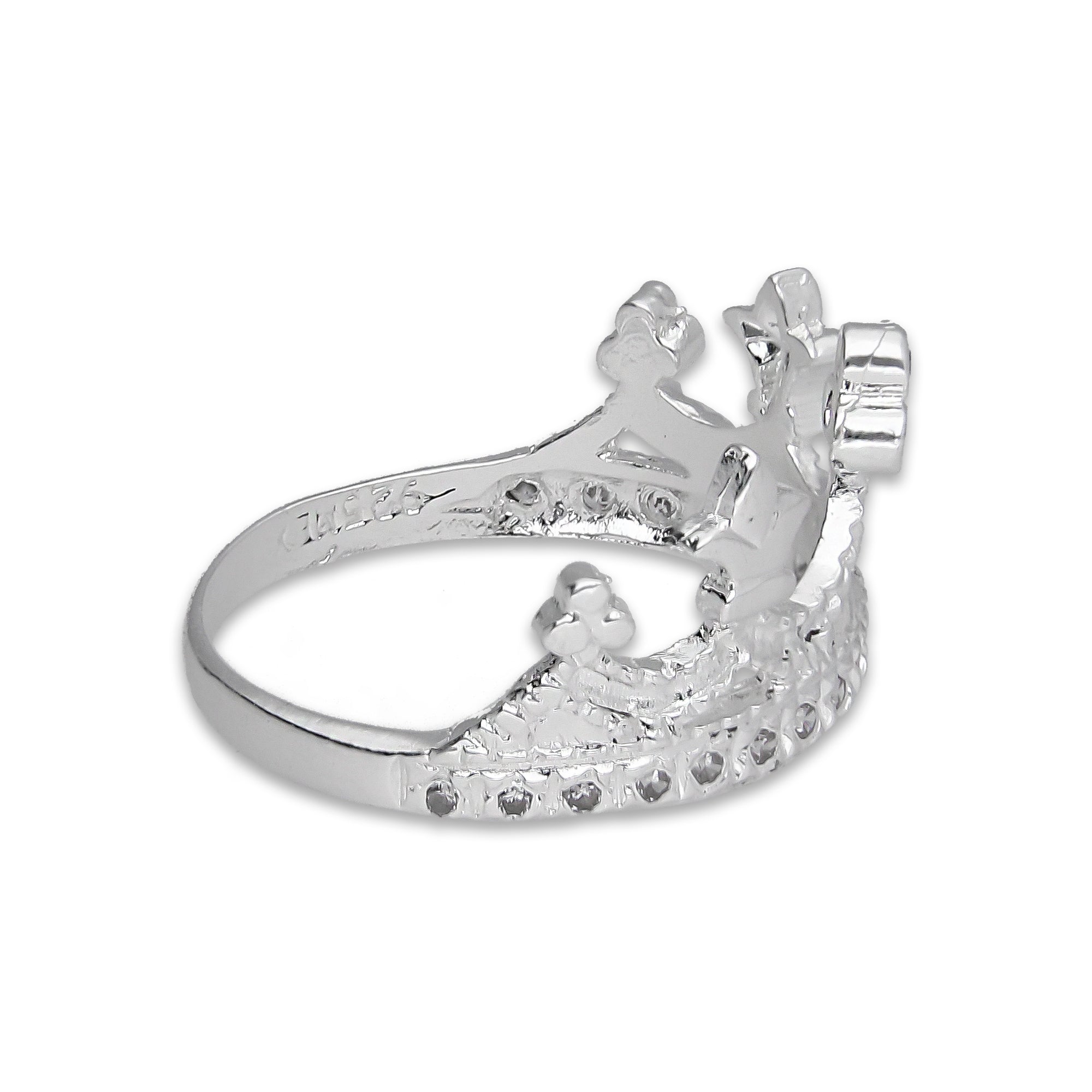 LPAD110 Anillo para Dama Mod Corona Trébol con Zirconia en Plata .925 Taxco Gro