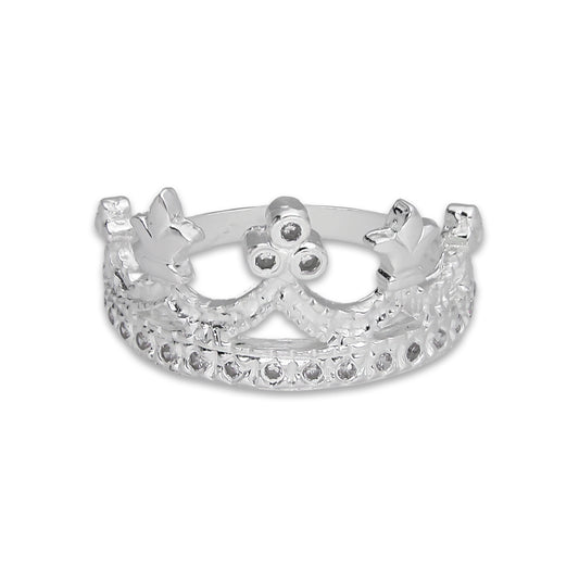 LPAD110 Anillo para Dama Mod Corona Trébol con Zirconia en Plata .925 Taxco Gro