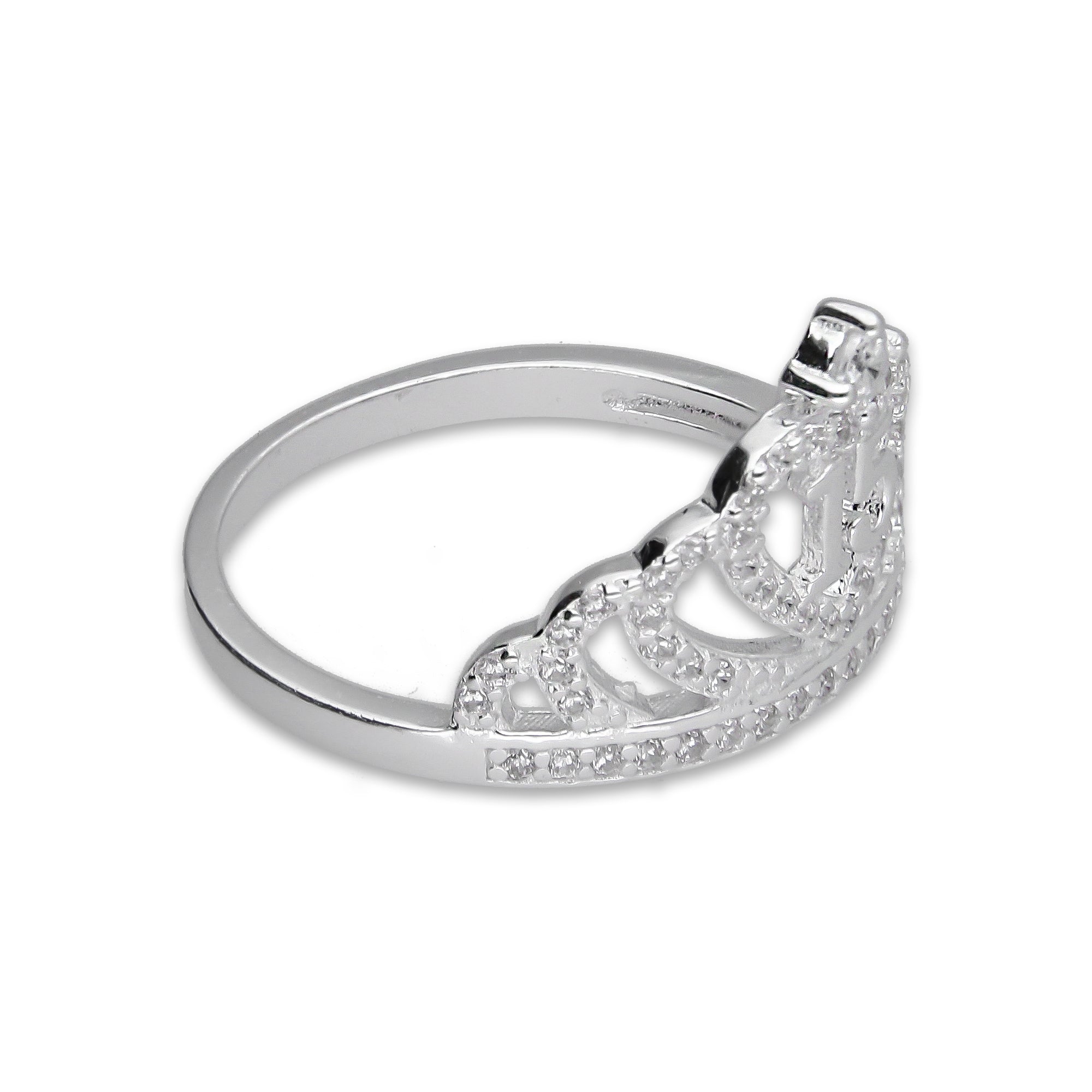 LPAD111 Anillo para Dama Mod Corona XV Años Corazón con Zirconia en Plata .925 Taxco Gro