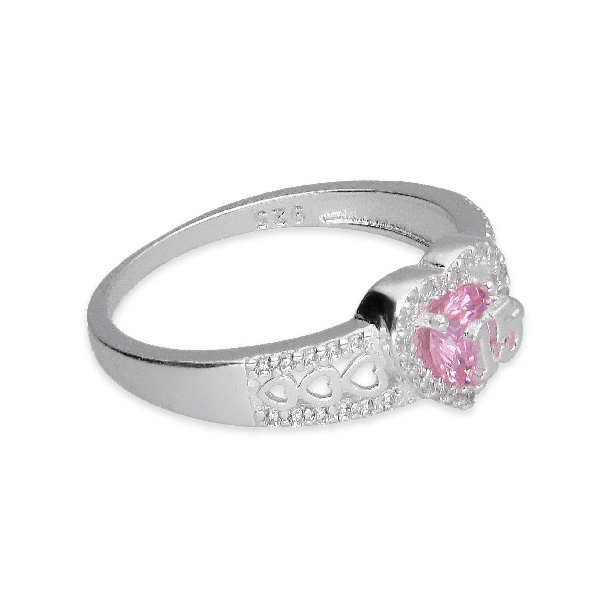 LPAD112 Anillo para Dama Mod Solitario Corazón XV Años con Zirconia en Plata .925 Taxco Gro