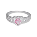 LPAD112 Anillo para Dama Mod Solitario Corazón XV Años con Zirconia en Plata .925 Taxco Gro