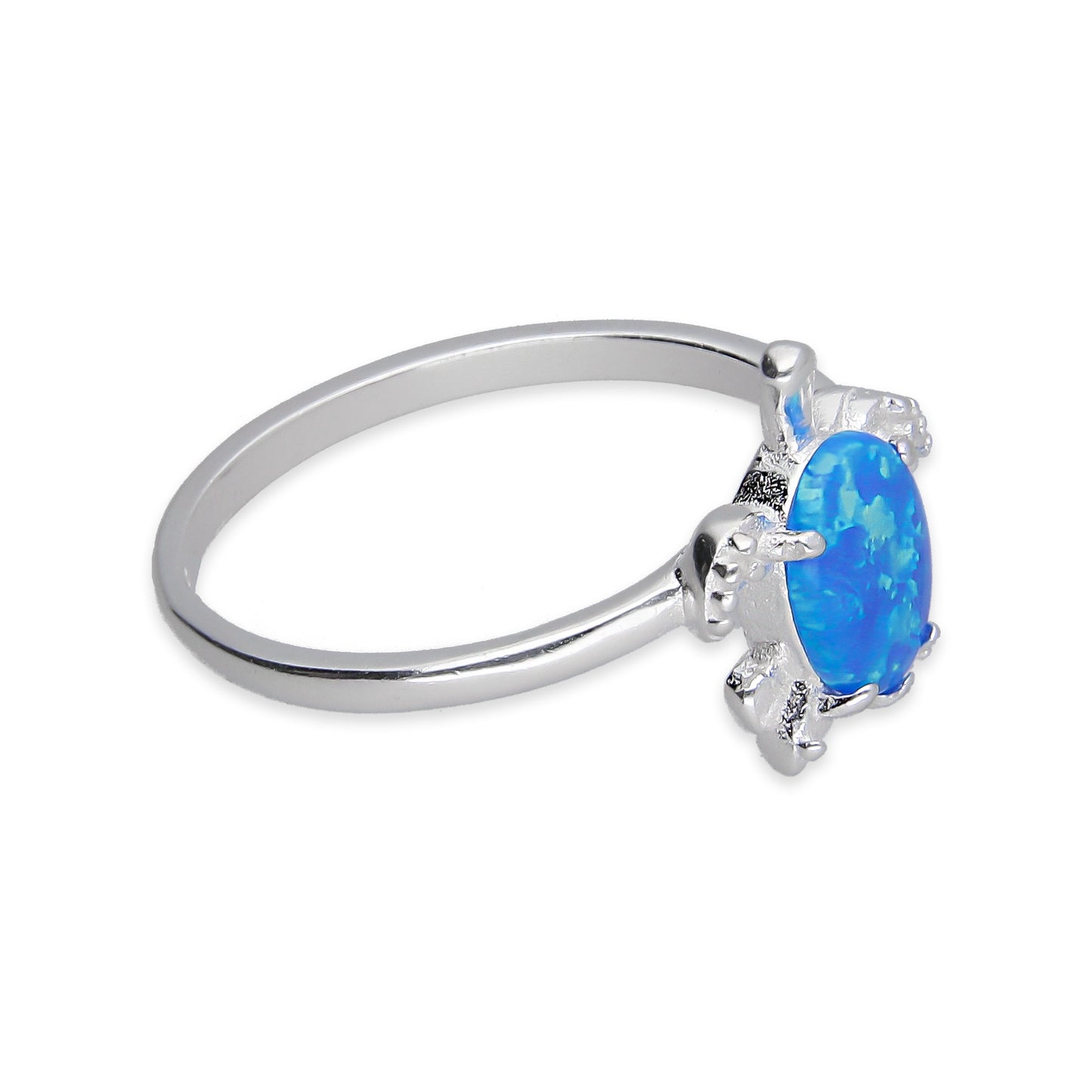 LPAD113 Anillo para Dama Mod Tortuga Ópalo Azul en Plata .925 Taxco Gro