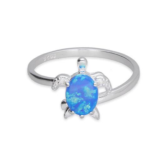 LPAD113 Anillo para Dama Mod Tortuga Ópalo Azul en Plata .925 Taxco Gro