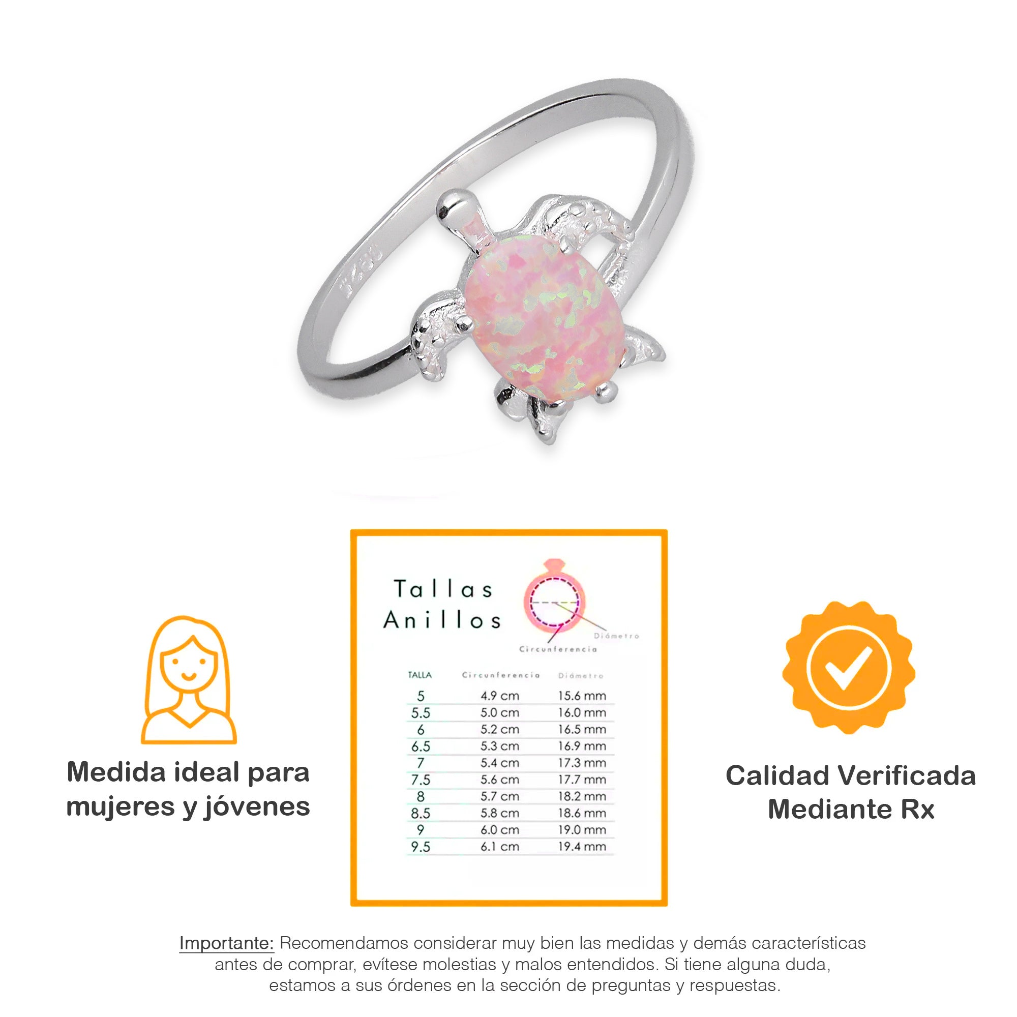 LPAD114 Anillo para Dama Mod Tortuga Ópalo Rosa en Plata .925 Taxco Gro