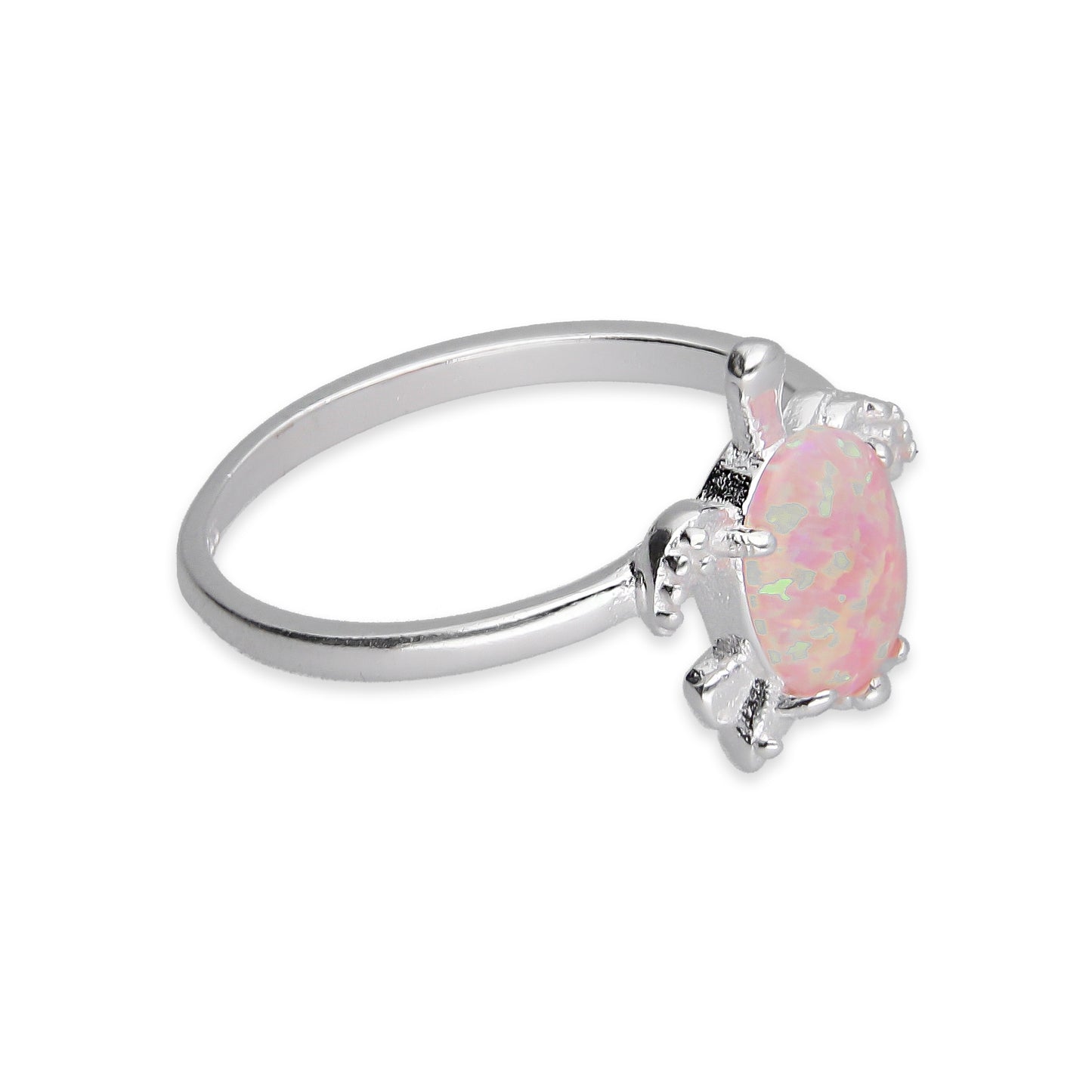 LPAD114 Anillo para Dama Mod Tortuga Ópalo Rosa en Plata .925 Taxco Gro