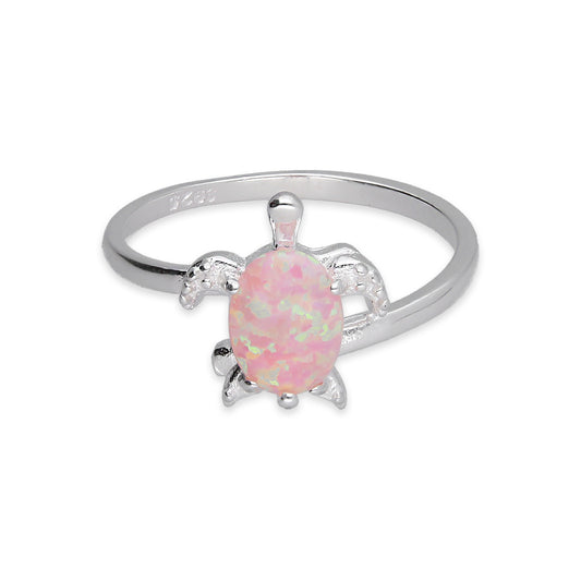 LPAD114 Anillo para Dama Mod Tortuga Ópalo Rosa en Plata .925 Taxco Gro