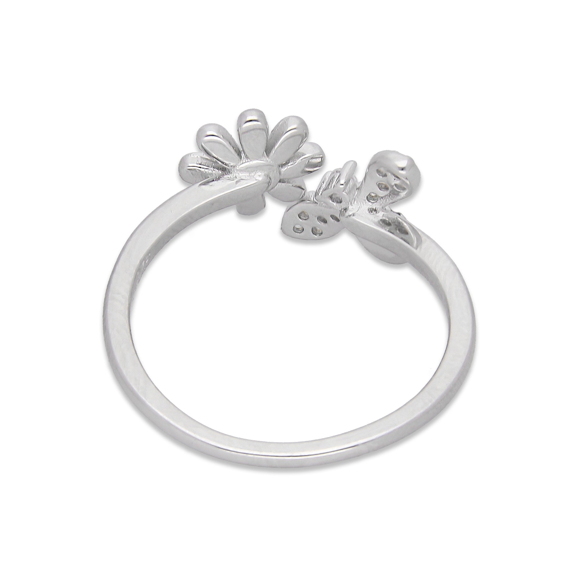 LPAD115 Anillo para Dama Mod Florecita y Abejita Esmaltado con Zirconias en Plata .925 Taxco Gro