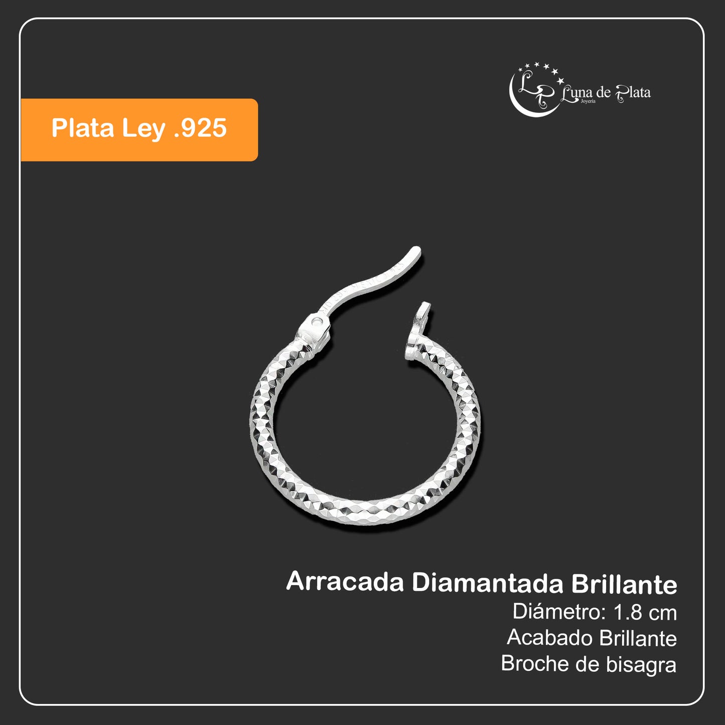 LPADI002 Arracada Diamantada 1.8 Mms de Diámetro 779094335