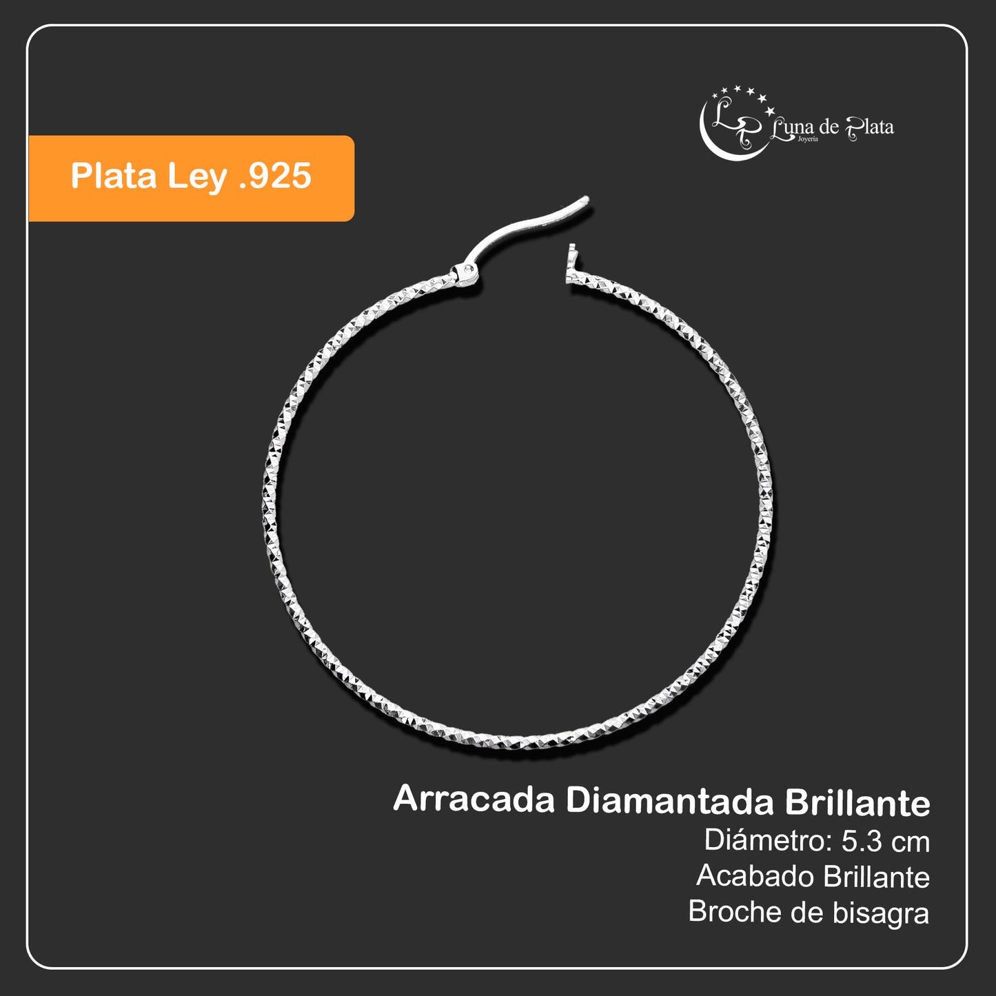 LPADI008 Arracada Diamantada 5.3 Cm De Diámetro 855635400