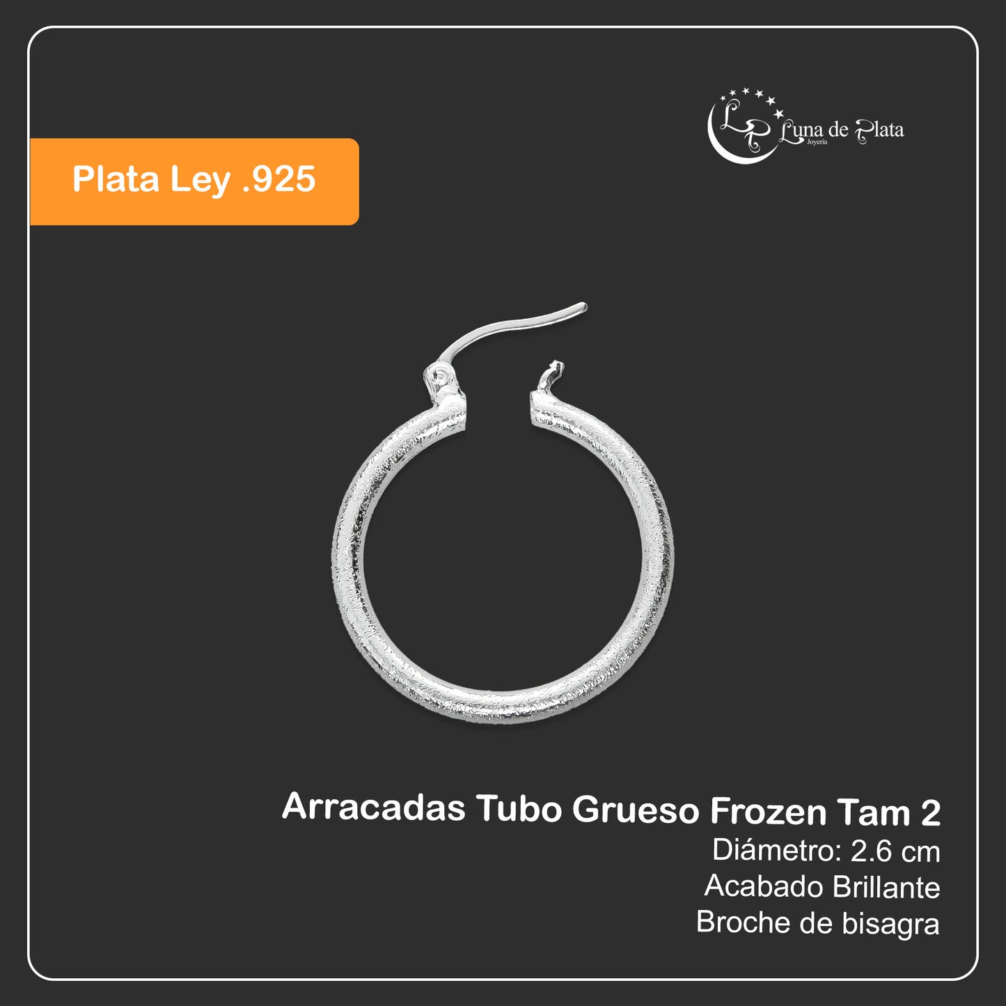 LPADI023 Arracadas De Plata .925 Tubo Grueso Frozen Tam 2 26 mm 1884113199