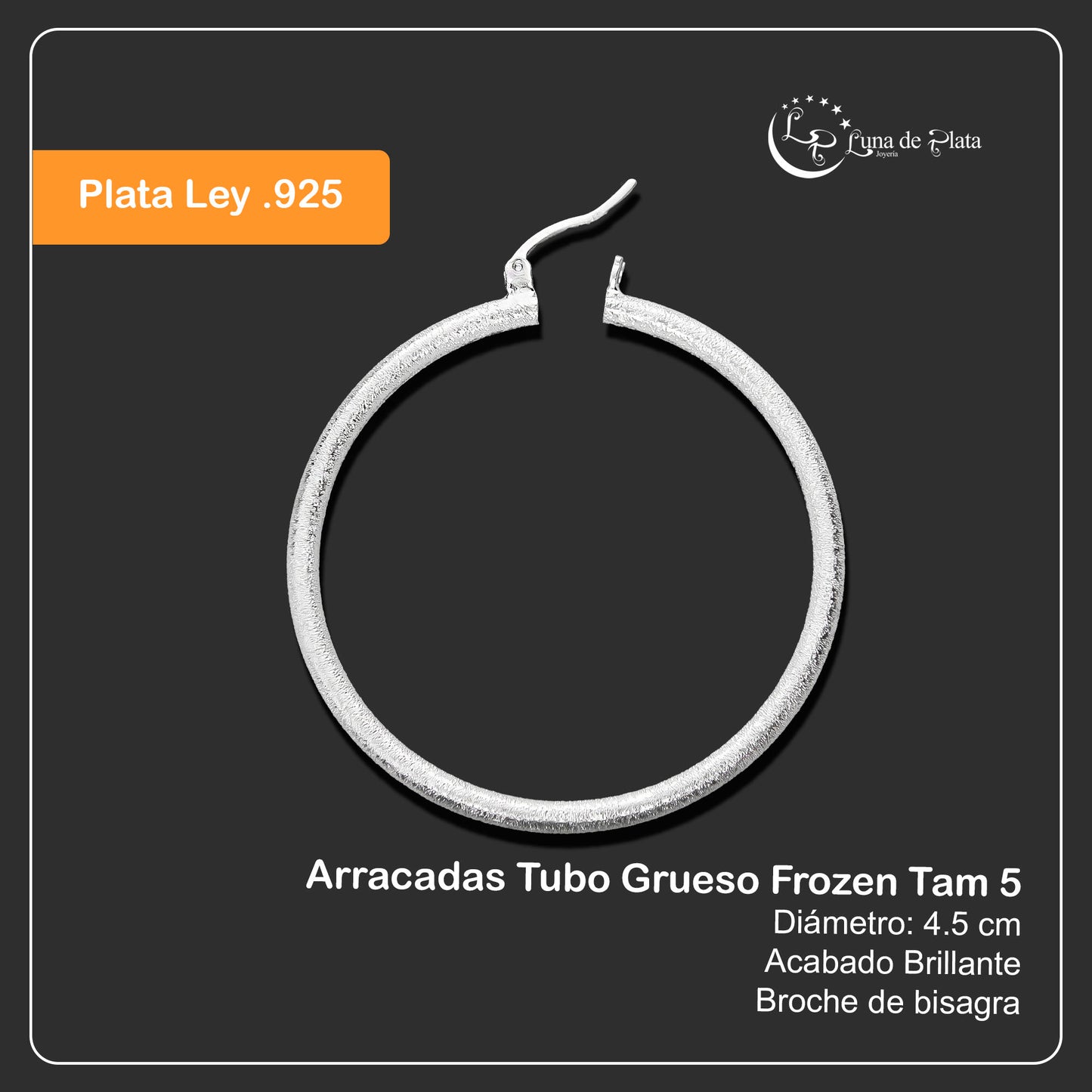 LPADI026 Arracadas De Plata .925 Tubo Grueso Frozen Tam 5 45 mm 2107684756