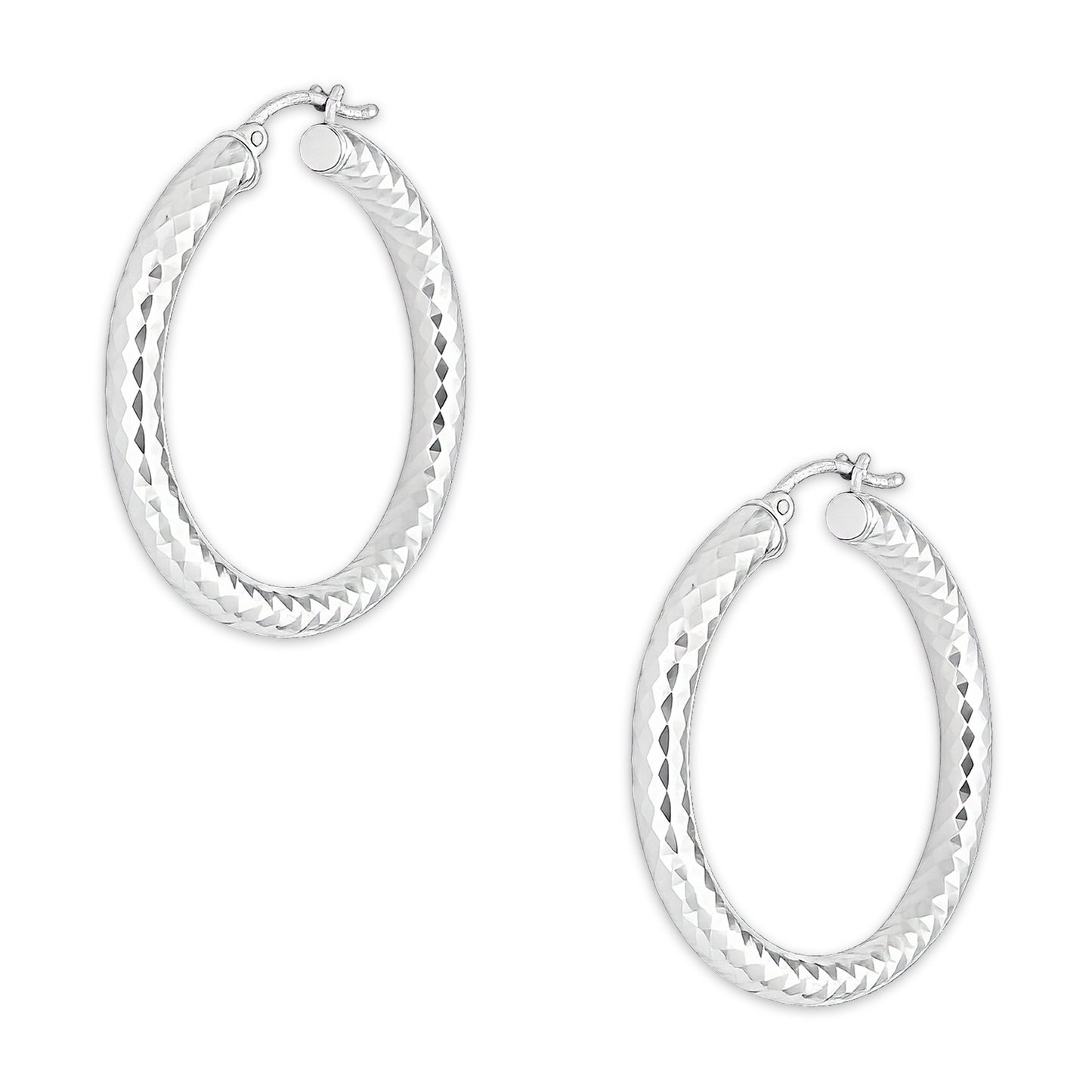LPADI034 Arracada Diamantada Tubo Grueso Redondo Panal 5 mm 3.6 cm de Diámetro en Plata .925 5385002200