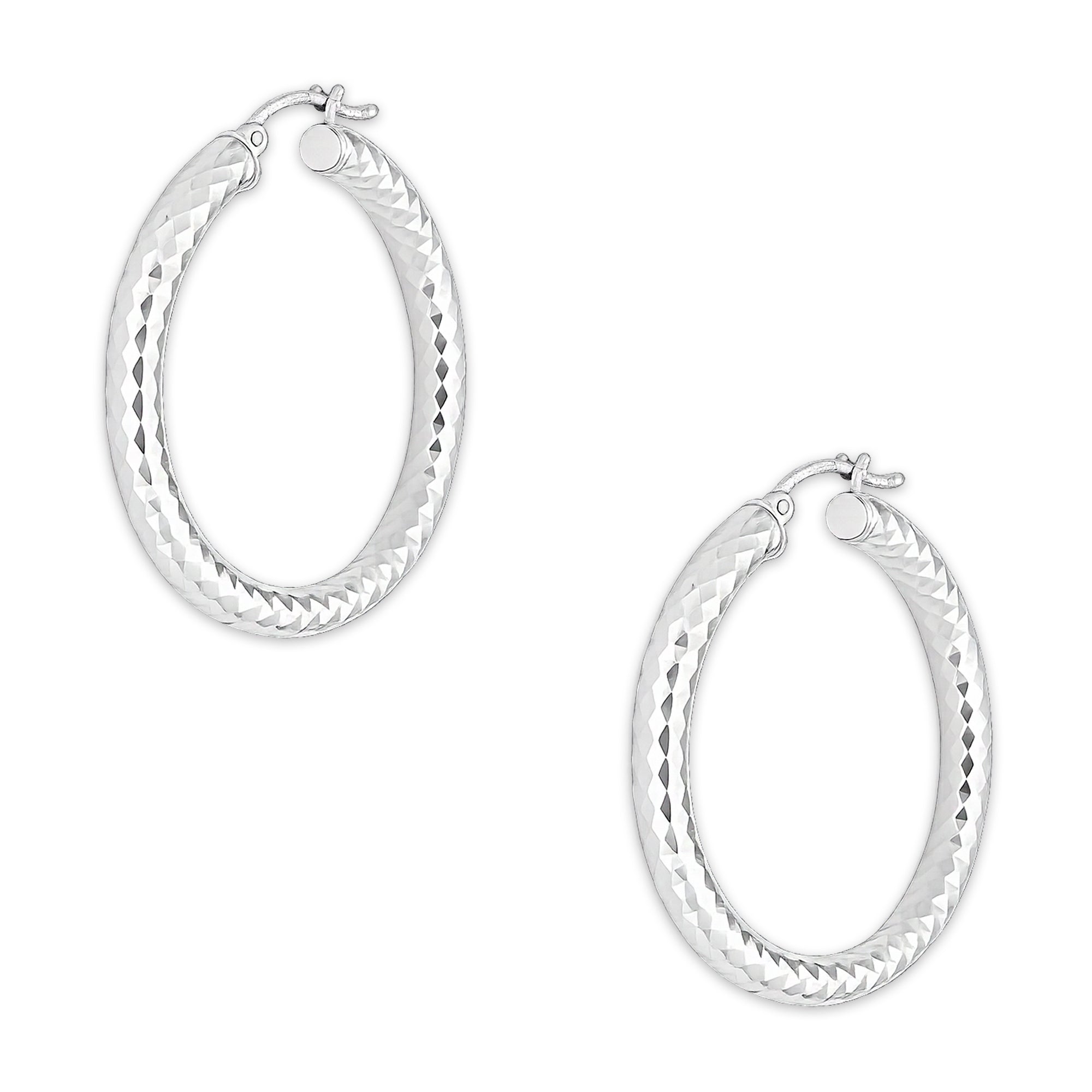 LPADI034 Arracada Diamantada Tubo Grueso Redondo Panal 5 mm 3.6 cm de Diámetro en Plata .925 5385002200