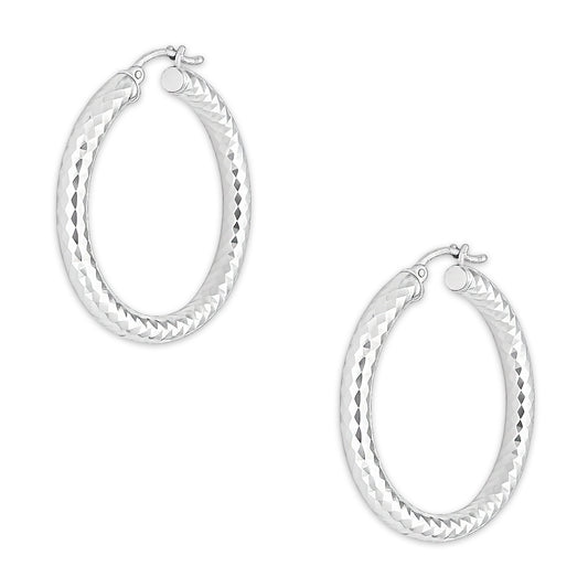LPADI034 Arracada Diamantada Tubo Grueso Redondo Panal 5 mm 3.6 cm de Diámetro en Plata .925 5385002200