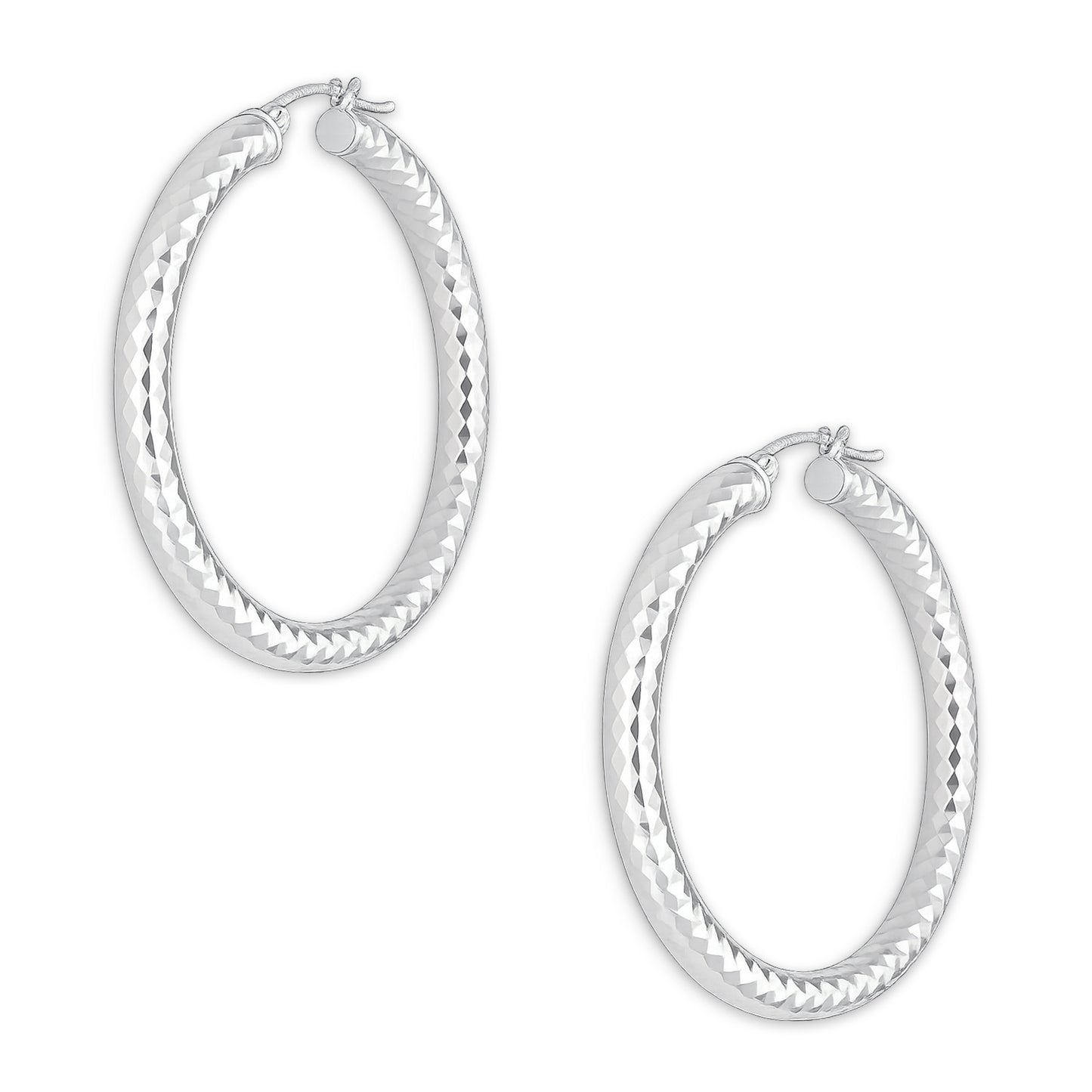 LPADI035 Arracada Diamantada Tubo Grueso Redondo Panal 5 mm 4.7 cm de Diámetro en Plata .925 2948047525