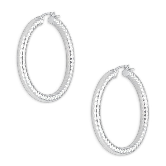 LPADI035 Arracada Diamantada Tubo Grueso Redondo Panal 5 mm 4.7 cm de Diámetro en Plata .925 2948047525
