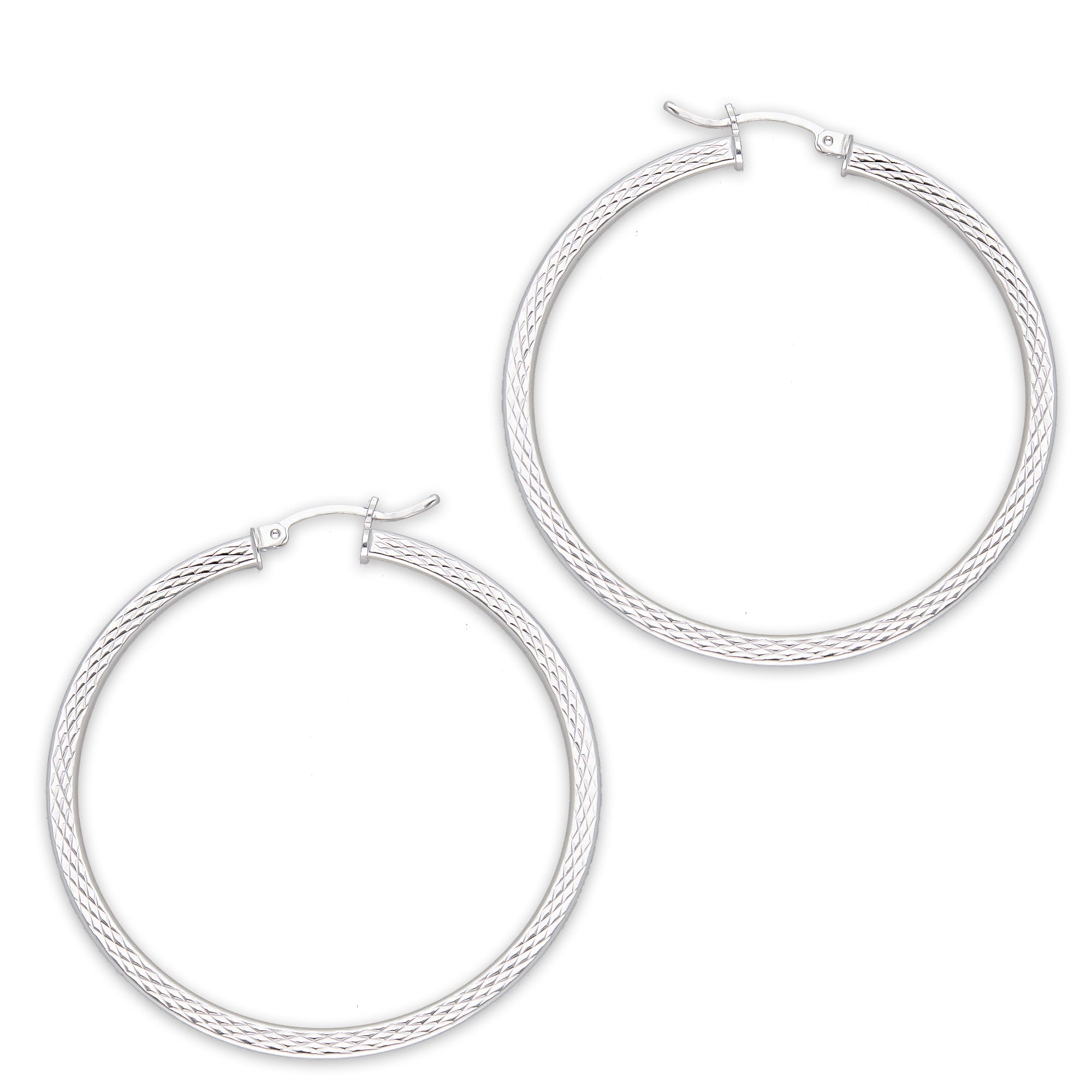 LPADI039 Arracada Diamantada Tubo Grueso Cuadrado Radial 3 mm 5 cm de Diámetro en Plata .925 5385002204