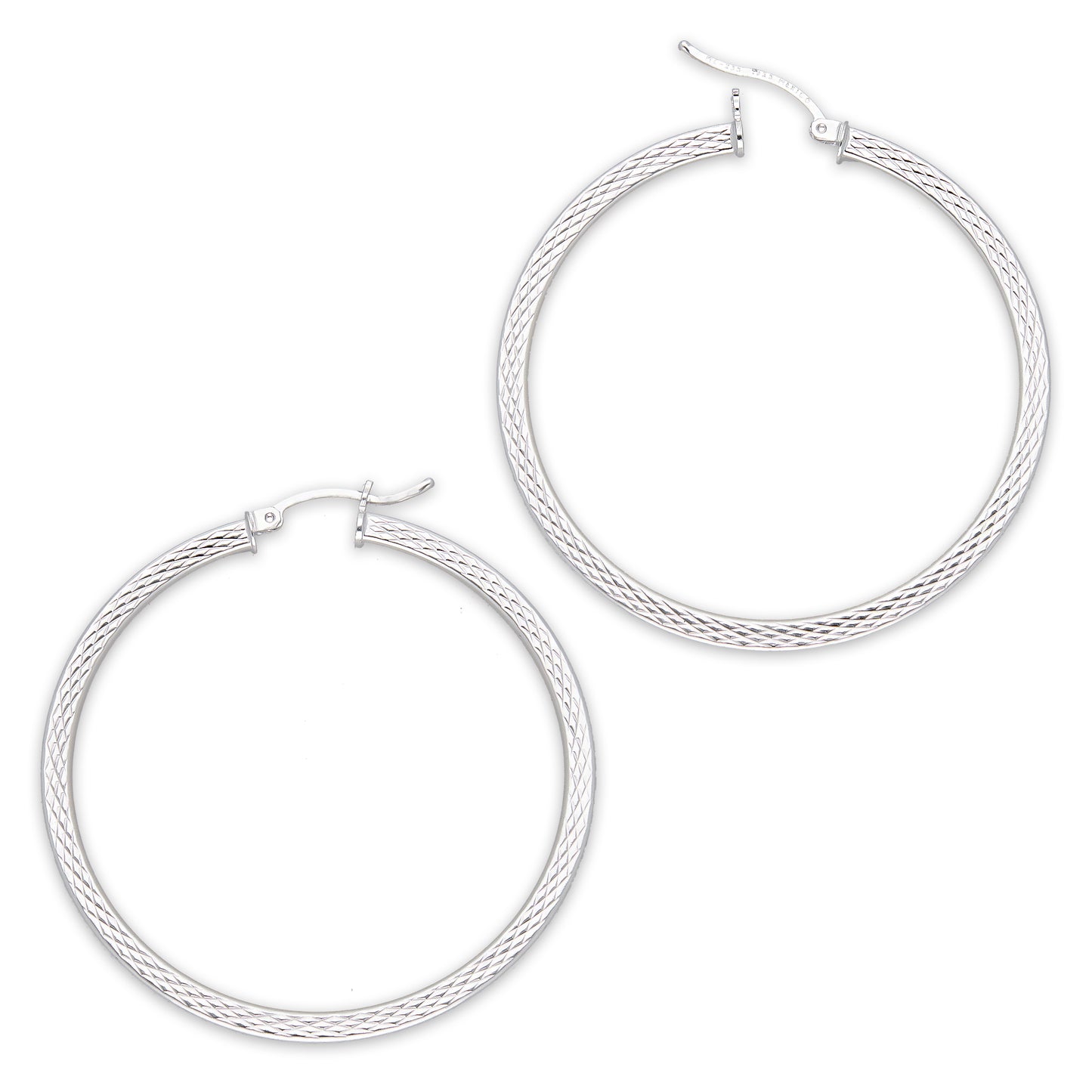 LPADI039 Arracada Diamantada Tubo Grueso Cuadrado Radial 3 mm 5 cm de Diámetro en Plata .925 5385002204