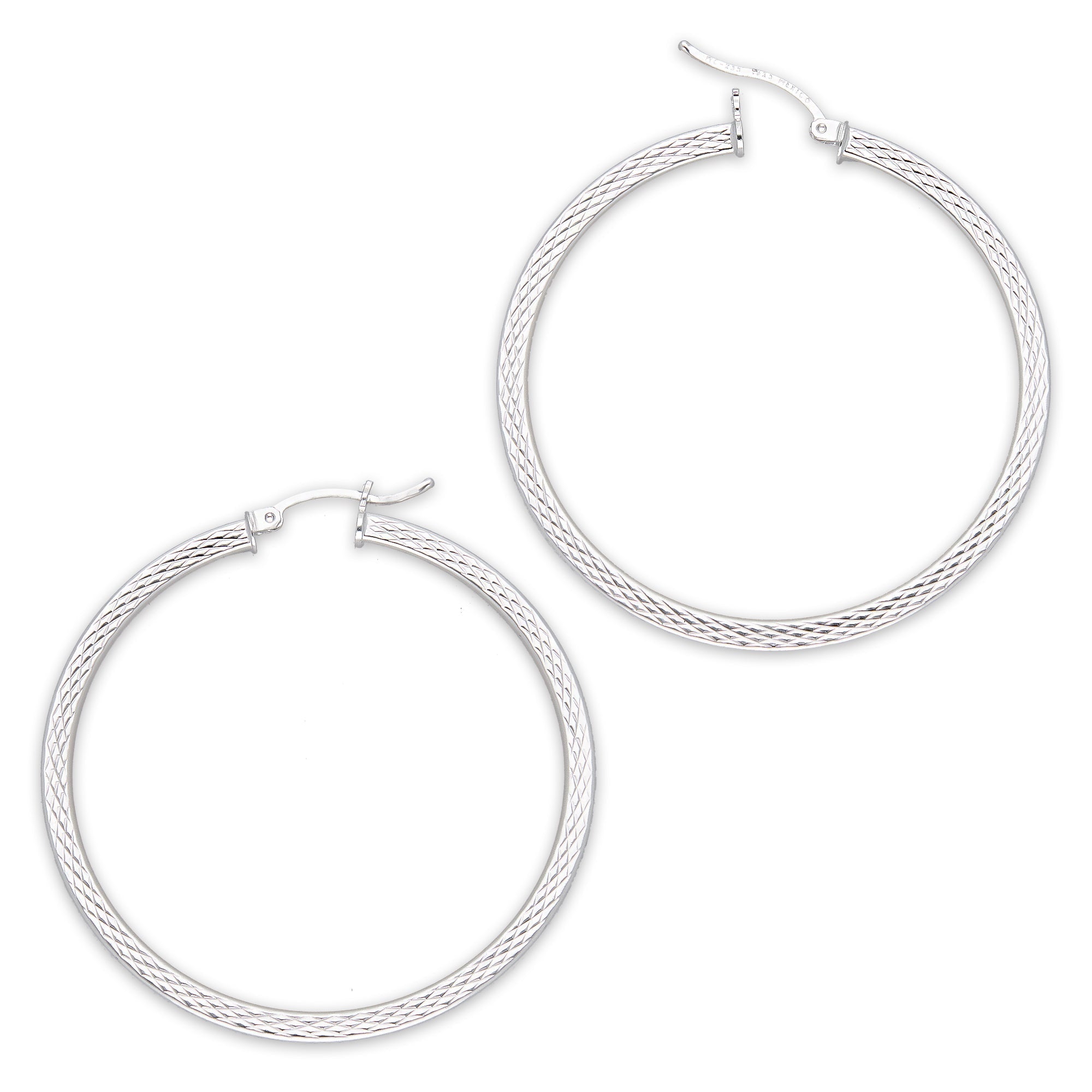 LPADI039 Arracada Diamantada Tubo Grueso Cuadrado Radial 3 mm 5 cm de Diámetro en Plata .925 5385002204