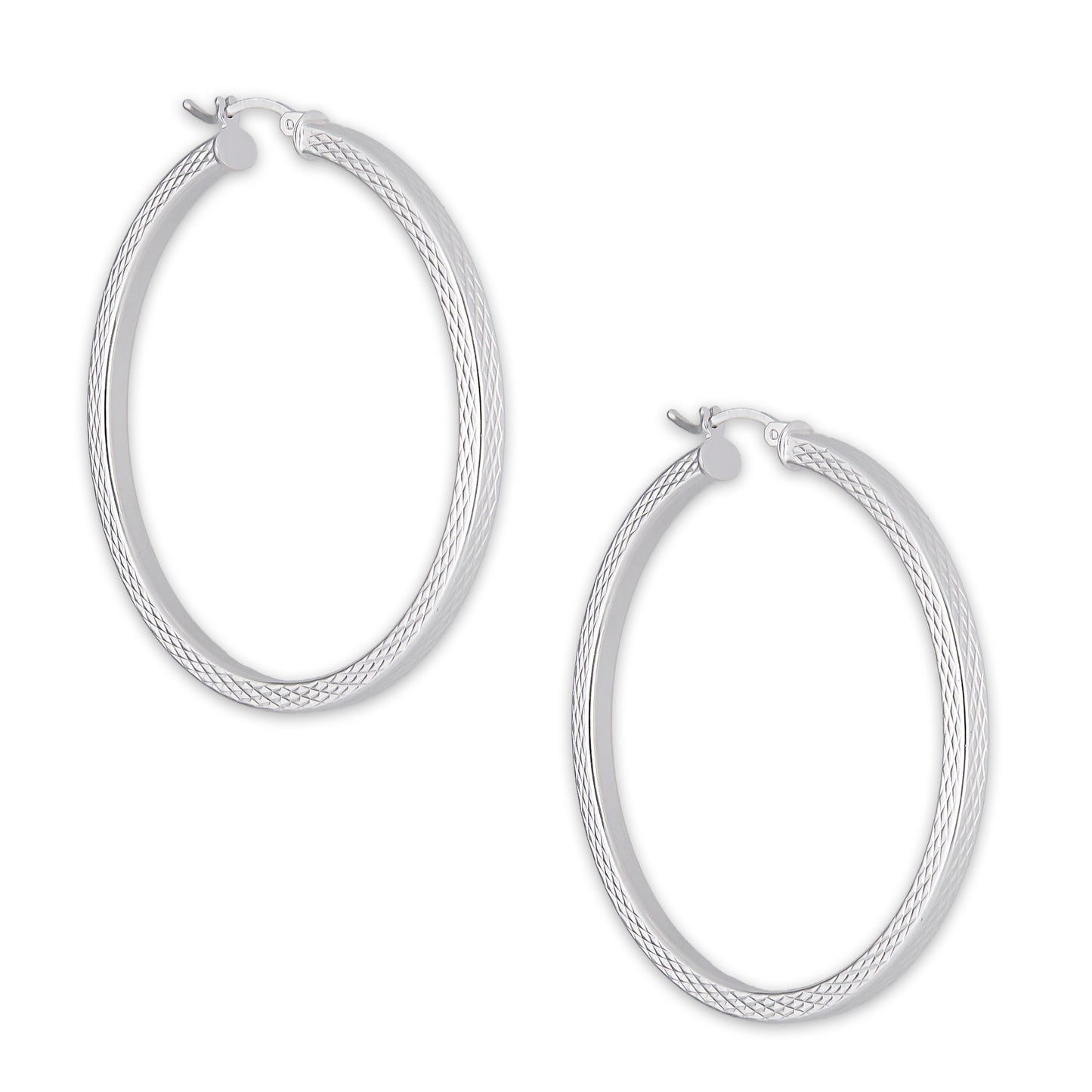 LPADI039 Arracada Diamantada Tubo Grueso Cuadrado Radial 3 mm 5 cm de Diámetro en Plata .925 5385002204