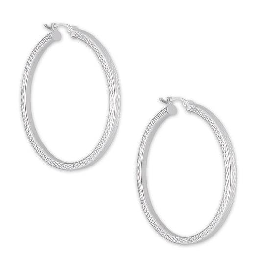 LPADI039 Arracada Diamantada Tubo Grueso Cuadrado Radial 3 mm 5 cm de Diámetro en Plata .925 5385002204